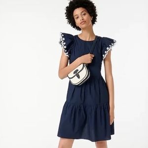 EUC J.Crew Tiered Embroidered Ruffle Sleeve Dress